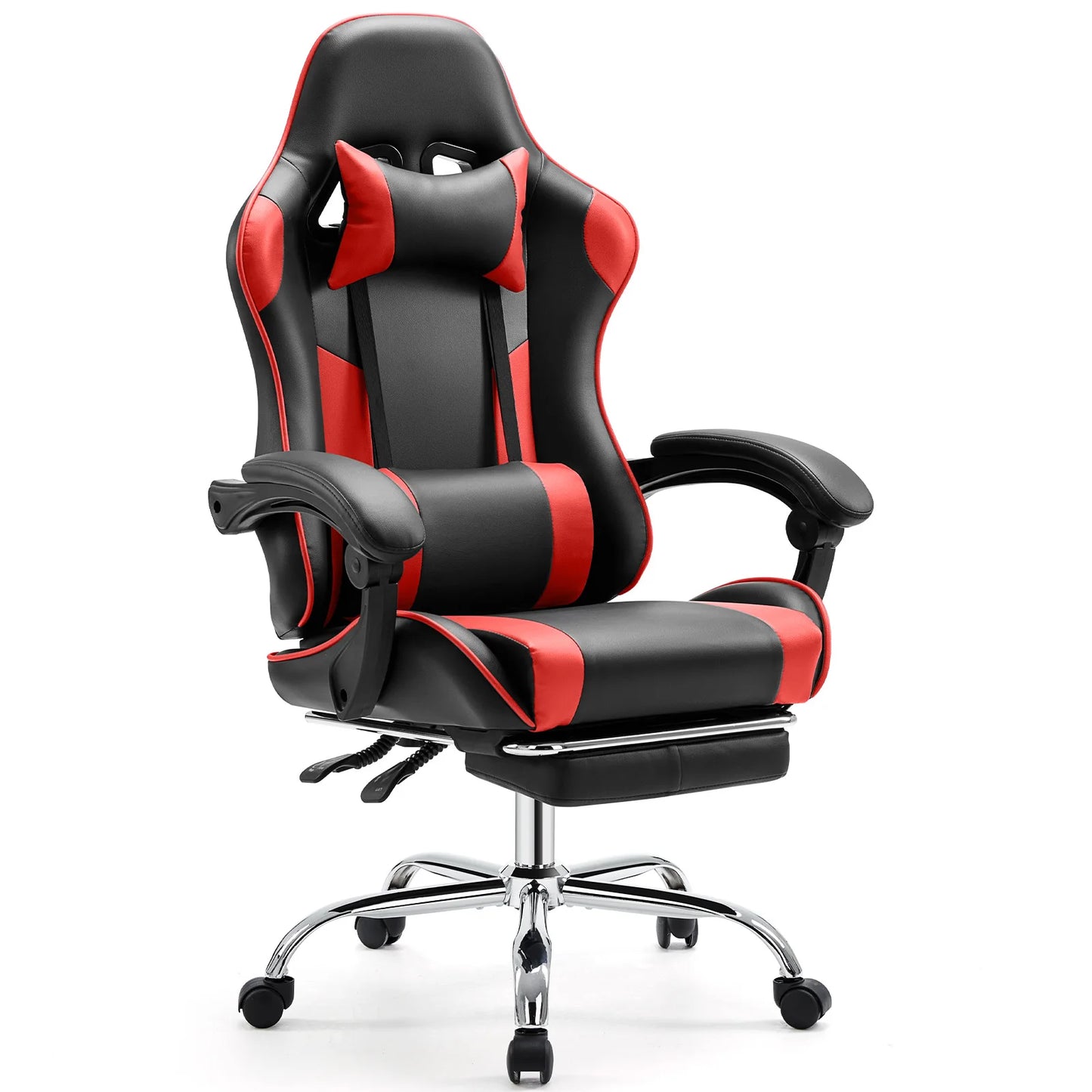 Ergonomic Leather Gaming Chair with Headrest and Lumbar Support
