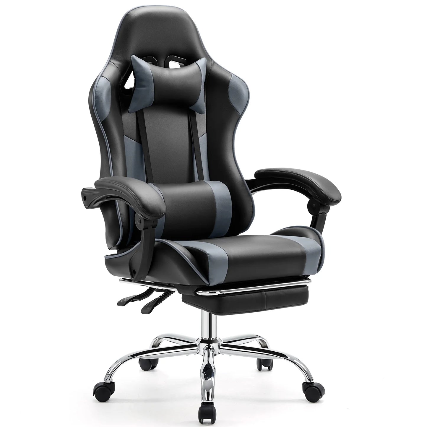 Ergonomic Leather Gaming Chair with Headrest and Lumbar Support
