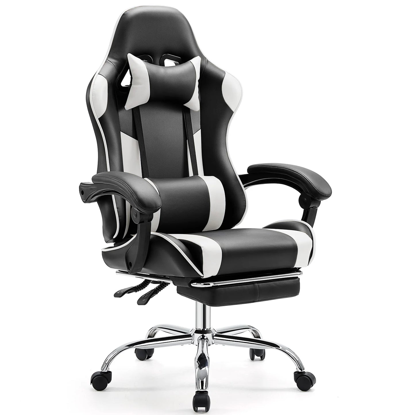 Ergonomic Leather Gaming Chair with Headrest and Lumbar Support