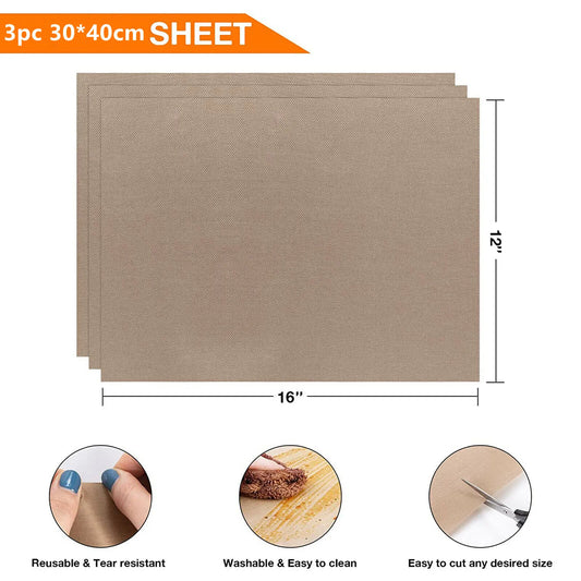 3pcs 12X16" Reusable Heat Resistant Baking Sheets