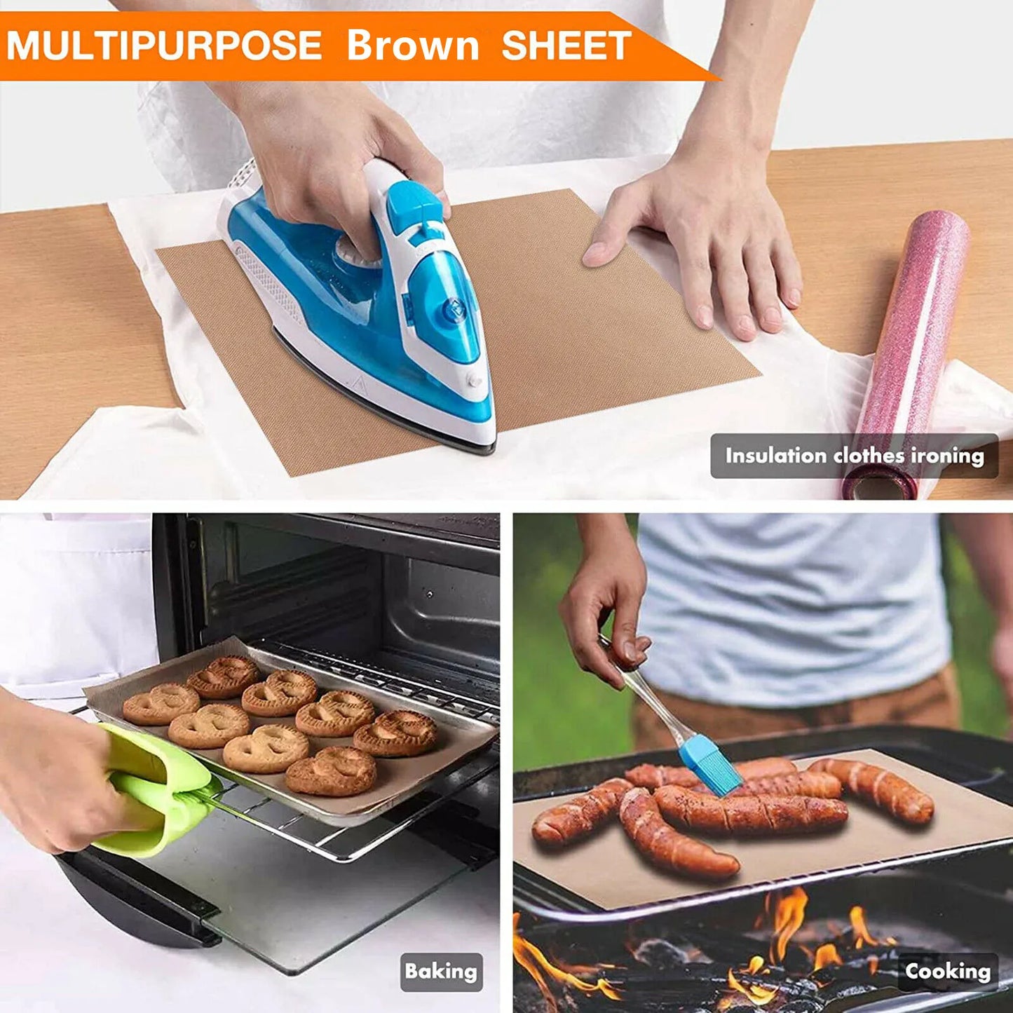 3pcs 12X16" Reusable Heat Resistant Baking Sheets