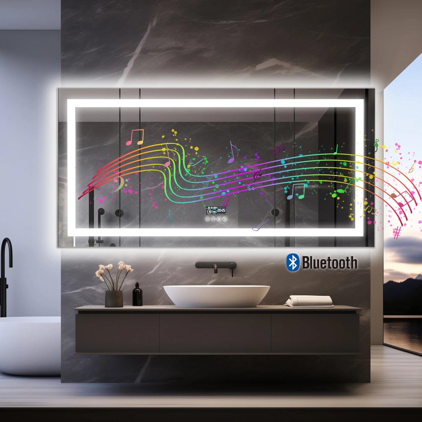 Smart Mirror with Dimmable Lights & 3 Colors