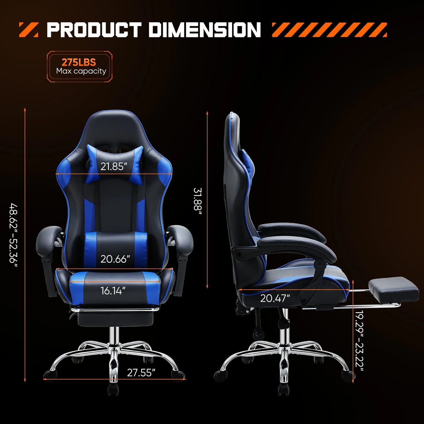 Ergonomic Leather Gaming Chair with Headrest and Lumbar Support