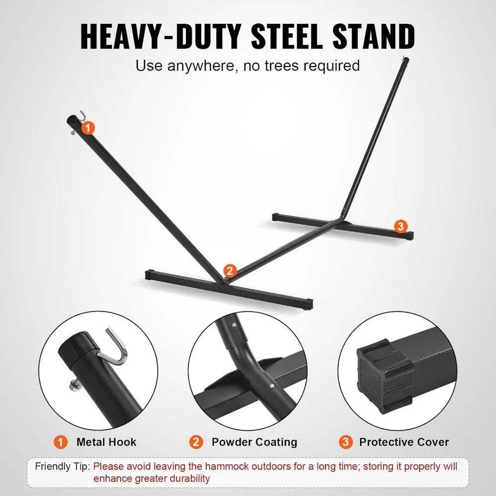 Heavy Duty Free Standing Double Hammock with Stand Outdoor