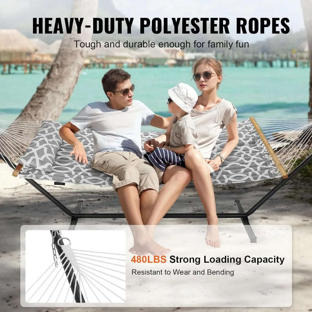 Heavy Duty Free Standing Double Hammock with Stand Outdoor