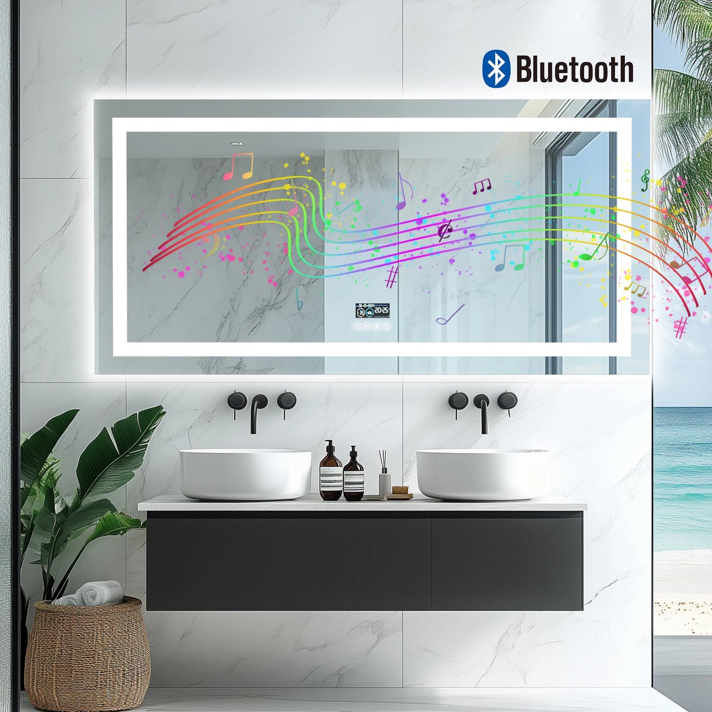 Smart Mirror with Dimmable Lights & 3 Colors