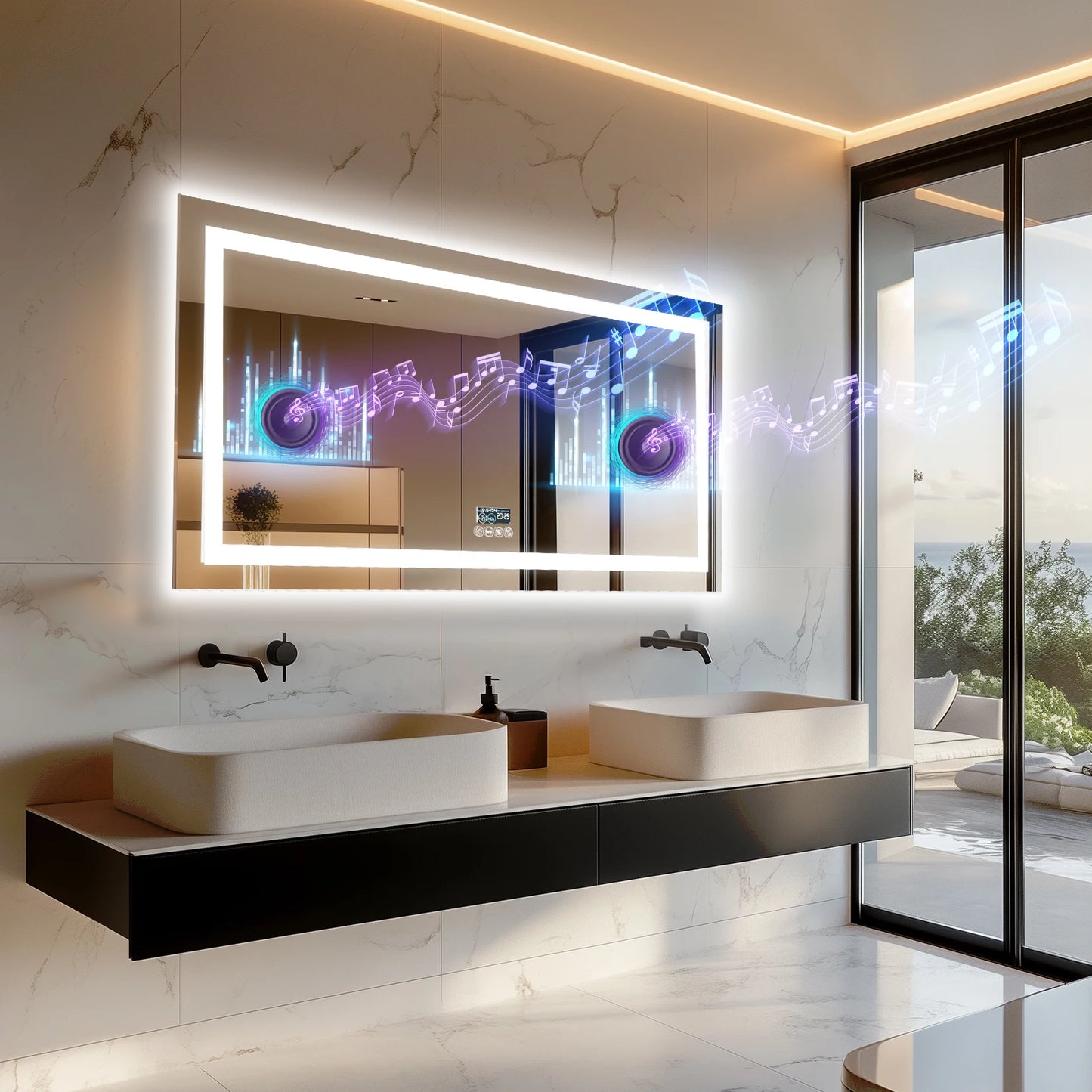 Smart Mirror with Dimmable Lights & 3 Colors