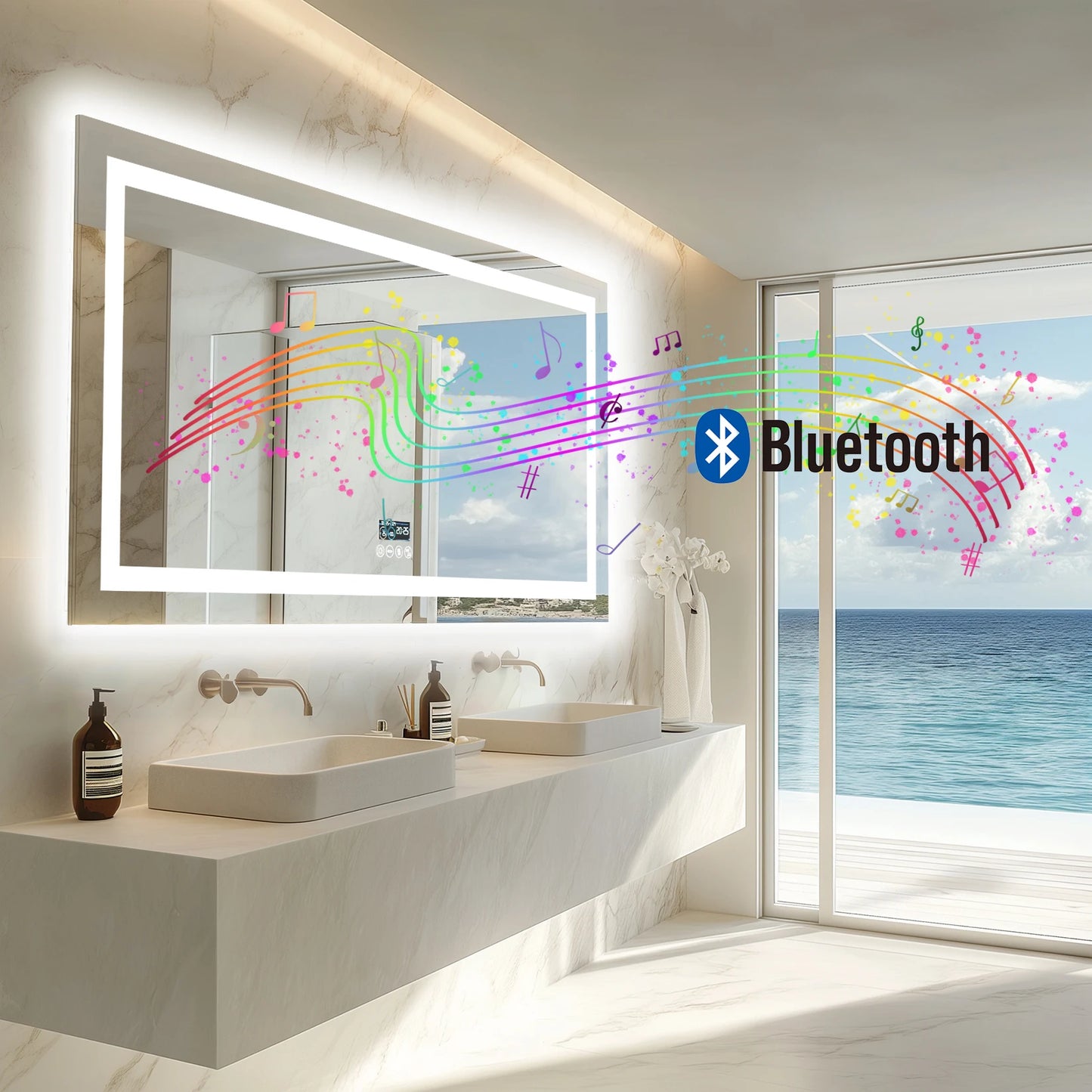 Smart Mirror with Dimmable Lights & 3 Colors