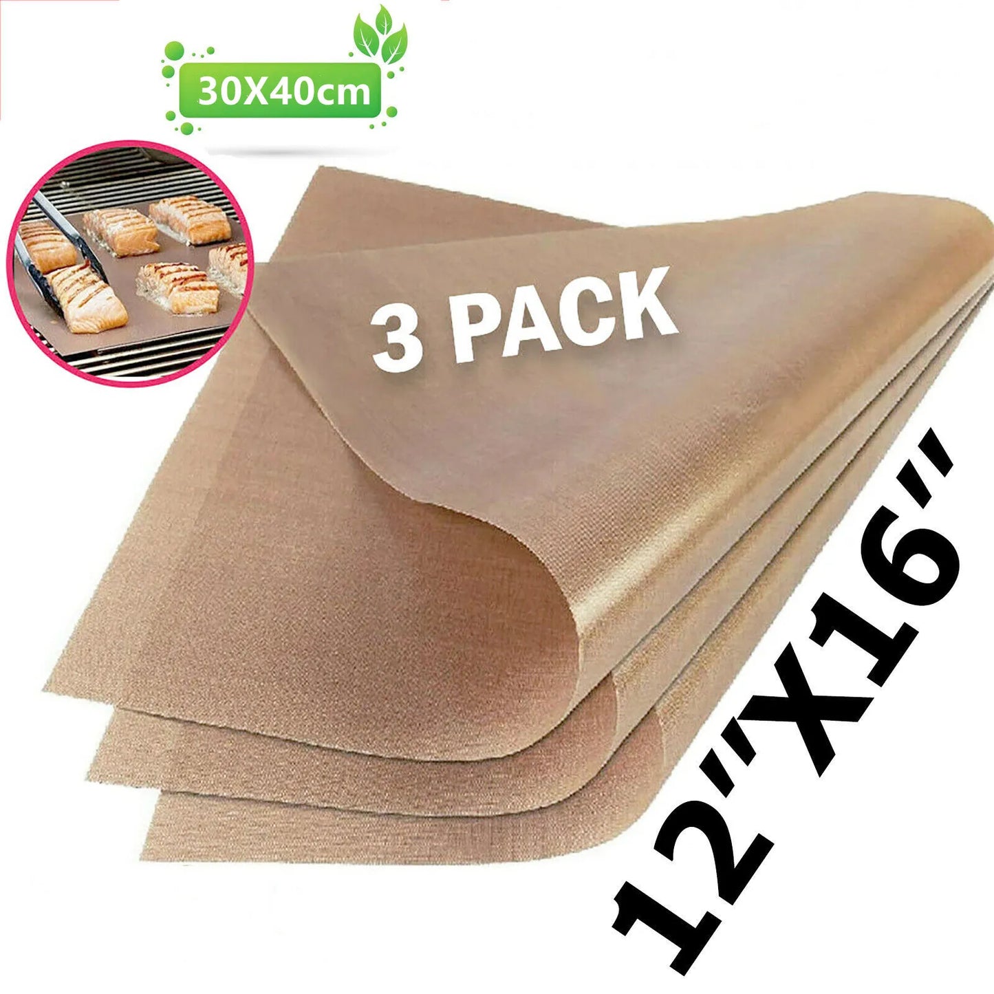 3pcs 12X16" Reusable Heat Resistant Baking Sheets