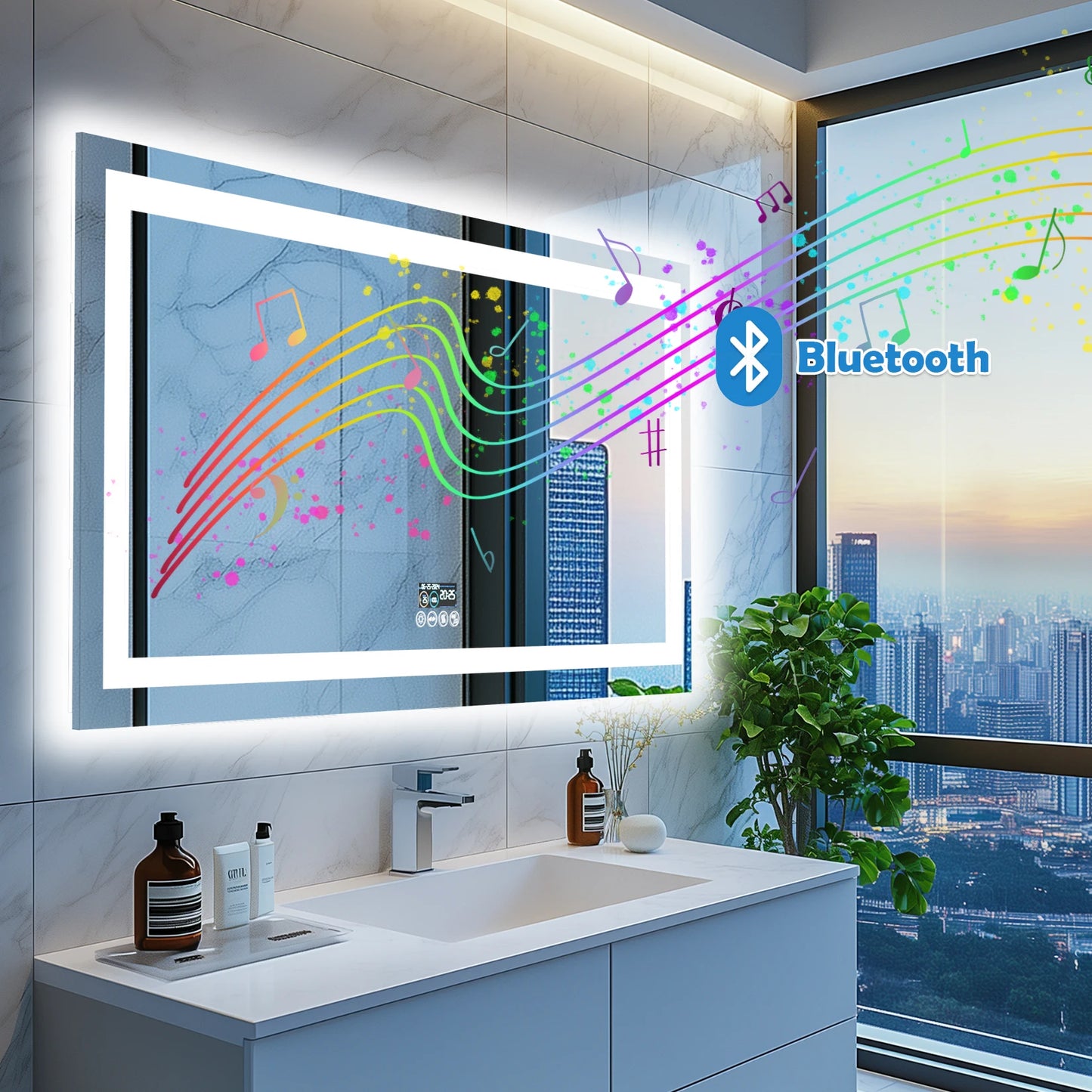 Smart Mirror with Dimmable Lights & 3 Colors