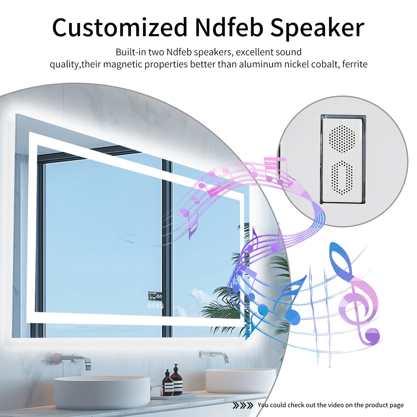 Smart Mirror with Dimmable Lights & 3 Colors