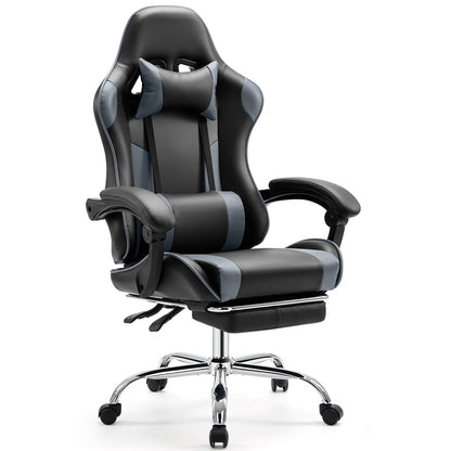 Ergonomic Leather Gaming Chair with Headrest and Lumbar Support