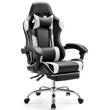 Ergonomic Leather Gaming Chair with Headrest and Lumbar Support