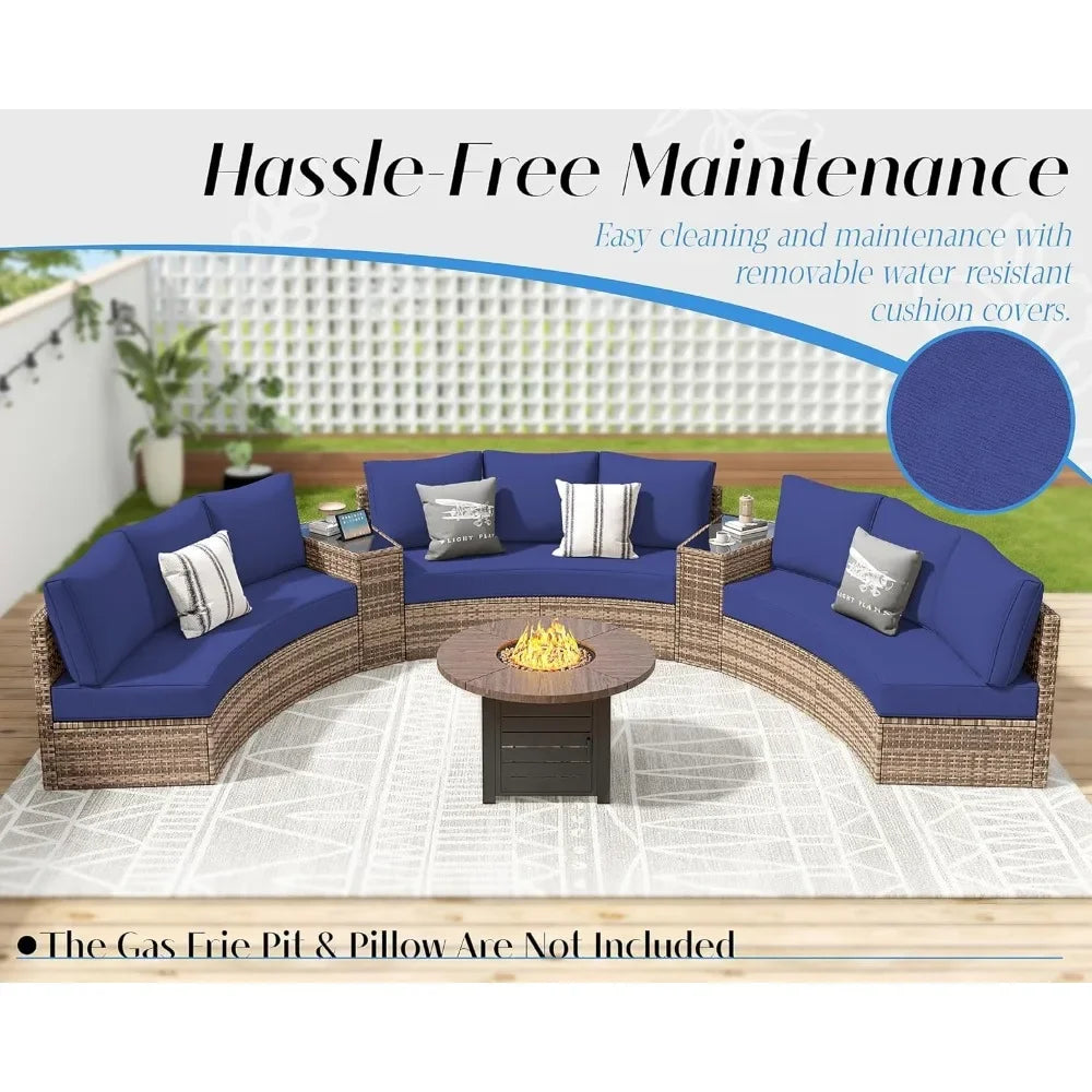 3 Piece Half-Moon Sectional Round Sofa Set