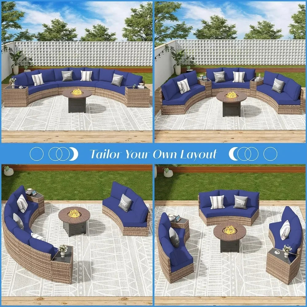 3 Piece Half-Moon Sectional Round Sofa Set