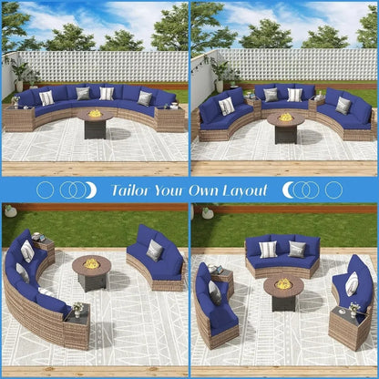 3 Piece Half-Moon Sectional Round Sofa Set