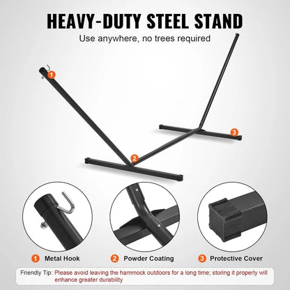 Heavy Duty Free Standing Double Hammock with Stand Outdoor