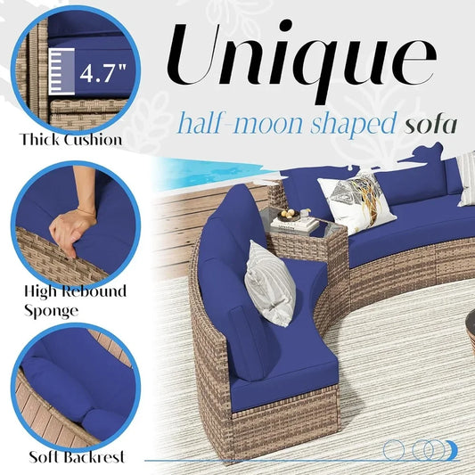 3 Piece Half-Moon Sectional Round Sofa Set
