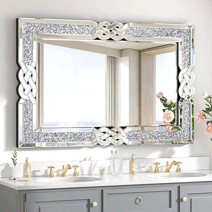 Rectangular Silver Mirror with Crystal Frame