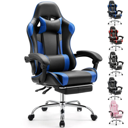 Ergonomic Leather Gaming Chair with Headrest and Lumbar Support