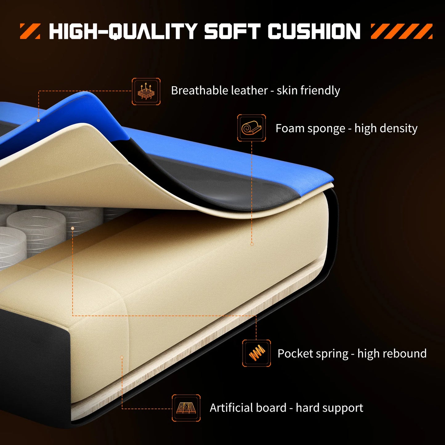 Ergonomic Leather Gaming Chair with Headrest and Lumbar Support