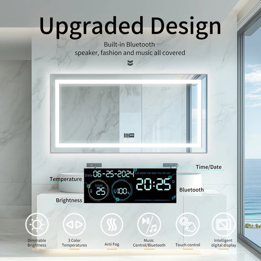 Smart Mirror with Dimmable Lights & 3 Colors