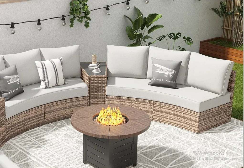 3 Piece Half-Moon Sectional Round Sofa Set